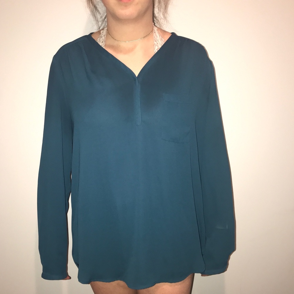 Turquoise Long Sleeve Blouse